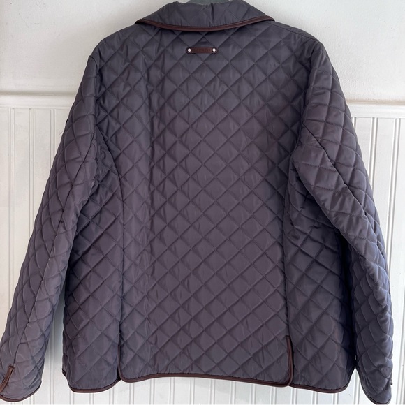 LAUREN by Ralph Lauren Quilted Jacket Women’s XL Gray with Leather Trim Coat - Picture 6 of 16
